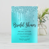 Invitation Elégante parties scintillant à la menthe gouttes d (Debout devant)