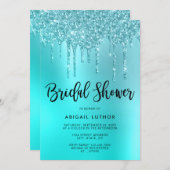 Invitation Elégante parties scintillant à la menthe gouttes d (Devant / Derrière)