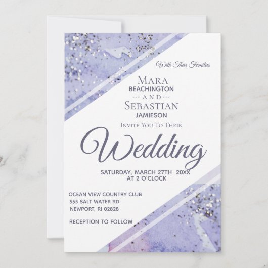 Invitation *~* Élégante Parties scintillant Abstraite Mariage (Devant)