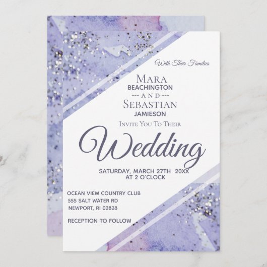 Invitation *~* Élégante Parties scintillant Abstraite Mariage (Devant / Derrière)