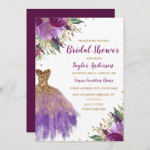 Invitation Elégante Parties scintillant Amethyst robe Fête de (Devant / Derrière)