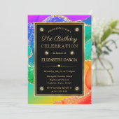 Invitation Elégante Parties scintillant arc-en-ciel Agate & G (Debout devant)