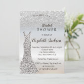 Invitation Elégante Parties scintillant Argent Bokeh, Fête de (Debout devant)