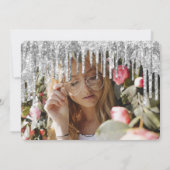 Invitation Élégante parties scintillant argent goutte sweet s (Dos)