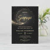 Invitation Elégante Parties scintillant Black and Gold Surpri (Debout devant)