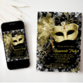 Invitation Elégante Parties scintillant Black Gold Masquerade