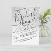 Invitation Elégante Parties scintillant blanche brillante Fêt (Debout devant)