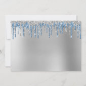 Invitation Elégante parties scintillant bleu argent goutte sw (Dos)