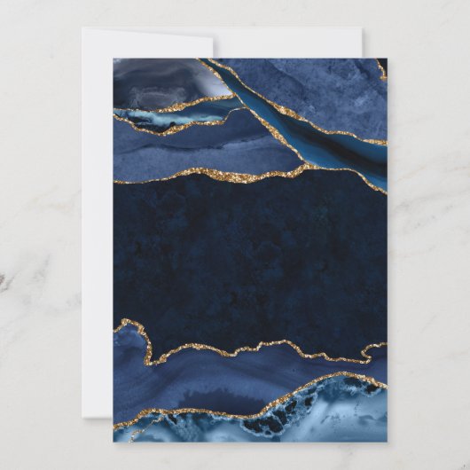 Invitation Elégante Parties scintillant Bleue et Or Agate 21e (Dos)