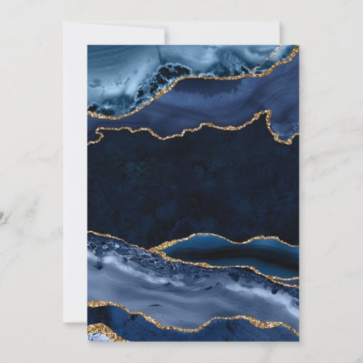 Invitation Elégante Parties scintillant Bleue et Or Agate 21e (Dos)