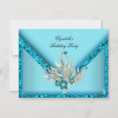 Invitation Elégante Parties scintillant Blue Aqua Turquoise A (Devant)