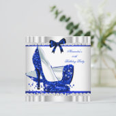 Invitation Elégante Parties scintillant Blue Glamor High Heel (Debout devant)