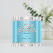 Invitation Elégante Parties scintillant Blue Glamor Silver Ti (Debout devant)