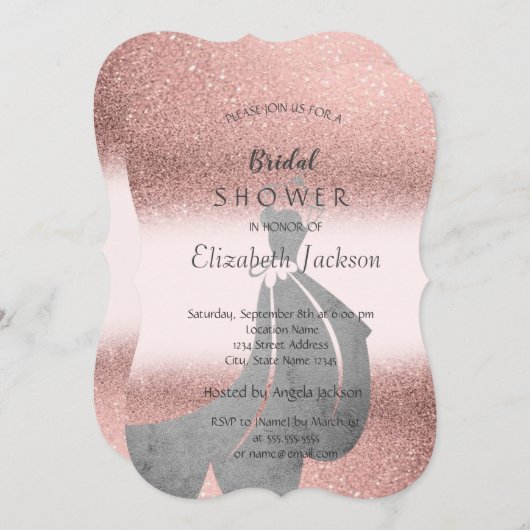 Invitation Elégante Parties scintillant Bokeh, Fête des marié (Devant / Derrière)