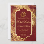 Invitation Elégante Parties scintillant Bourgogne musulmane M (Devant)