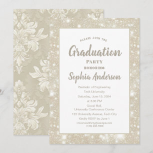 Invitation Élégante Parties scintillant classique Graduation 