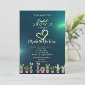 Invitation Elégante Parties scintillant Coeur Cactus Fête des (Debout devant)