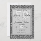 Invitation Elégante Parties scintillant d'argent 50e annivers (Devant)