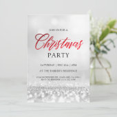 Invitation Elégante Parties scintillant d'argent fête de Noël (Debout devant)