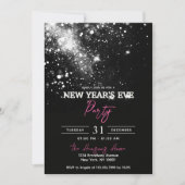 Invitation Elégante Parties scintillant d'argent noir fête de (Devant)