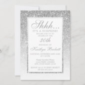 Invitation Elégante Parties scintillant d'argent Surprise fêt (Devant)