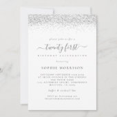 Invitation Elégante Parties scintillant d'argent Vingt-et-uni (Devant)