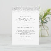 Invitation Elégante Parties scintillant d'argent Vingt-et-uni (Debout devant)