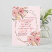 Invitation Elégante Parties scintillant de fleurs peintes ros (Debout devant)