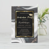 Invitation Élégante Parties scintillant de marbre Graduation  (Debout devant)