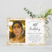 Invitation Elégante Parties scintillant d'or 40e anniversaire (Debout devant)