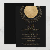Invitation Élégante Parties scintillant d'or 50e anniversaire (Devant / Derrière)
