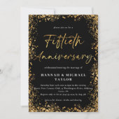 Invitation Élégante Parties scintillant d'or 50e anniversaire (Devant)