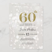 Invitation Elégante Parties scintillant d'or 60e anniversaire (Devant / Derrière)
