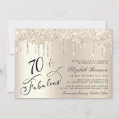 Invitation Elégante Parties scintillant d'or 70e fête d'anniv (Devant)
