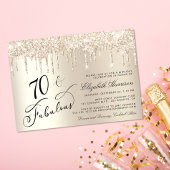 Invitation Elégante Parties scintillant d'or 70e fête d'anniv