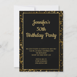Invitation Elégante Parties scintillant d'or Anniversaire