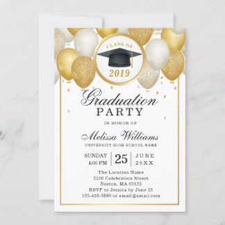 Invitation Élégante Parties scintillant d'or blanc moderne