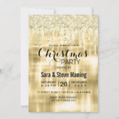 Invitation Élégante parties scintillant d'or coulant Noël (Devant)