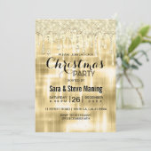 Invitation Élégante parties scintillant d'or coulant Noël (Debout devant)