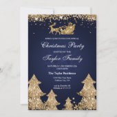 Invitation Élégante Parties scintillant d'or de la Marine Noë (Devant)