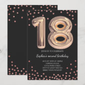 Invitation Élégante Parties scintillant d'or des Roses noirs  (Devant / Derrière)