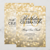 Invitation Élégante Parties scintillant d'or du 70e anniversa (Devant / Derrière)