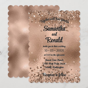 Invitation Elégante Parties scintillant d'or Faux Rose et Mar