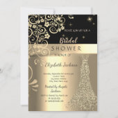 Invitation Elégante Parties scintillant d'or floral Fête des  (Devant)