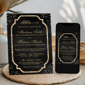 Invitation Elégante Parties scintillant d'or frontière Mariag