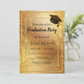 Invitation Élégante Parties scintillant d'or moderne Cap de g (Debout devant)