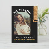 Invitation Elégante Parties scintillant d'or noir Photo 30e a (Debout devant)