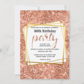 Invitation Elégante parties scintillant d'or pêche anniversai (Devant)