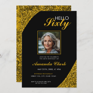 Invitation Elégante Parties scintillant d'or photo 60e annive