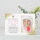 Invitation Elégante Parties scintillant d'or photo première c (Debout devant)